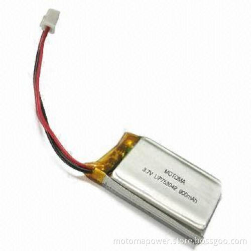 3.7V Li-Polymer Batteries with 900mAh Capacity, 500 Cycle Times, Customized Speicifications Accepted